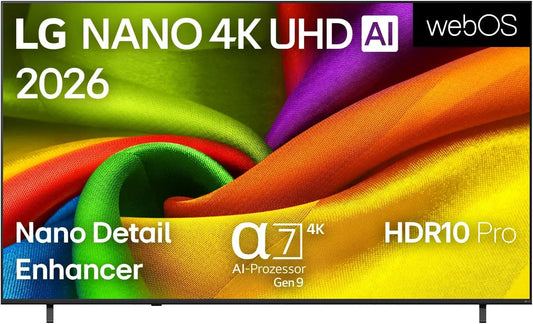 LG 85NU8E0B3LA Gen9 Smart TV, 85 Zoll, 60 Hz, Energieklasse E, Fernseher, 4K UHD, webOS, Modelljahr 2026, α7 4K AI Prozessor, 215 cm, webOS 26