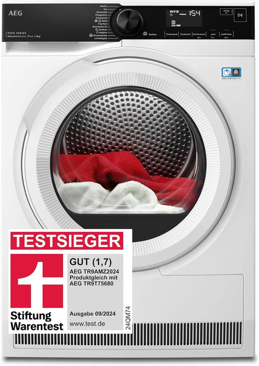 AEG Serie 9000 3D-Scan Wäschetrockner, 8 kg, 3D-Optik, TR9AMZ2024, Serie 9000 AbsoluteCarePlus - Daunentrocknung, Testsieger der Stiftung Warentest
