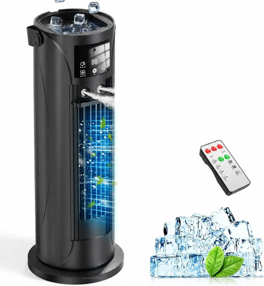 Klimaanlage 4-in-1, Oszillation, Camping, 4 Geschwindigkeitsstufen mit Schlafmodus, 4-in-1 Mobiles Klimagerät, Tintenschwarz, Luftkühler