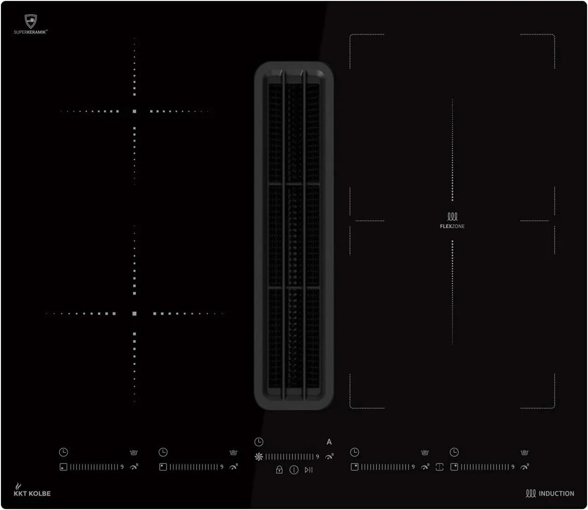 Induktionskochfeld, 60 cm, Induktionsplatte, KKT IND600DRAFT, Schwarz, KKT KOLBE Induktionskochfeld mit Dunstabzug IND600DRAFT