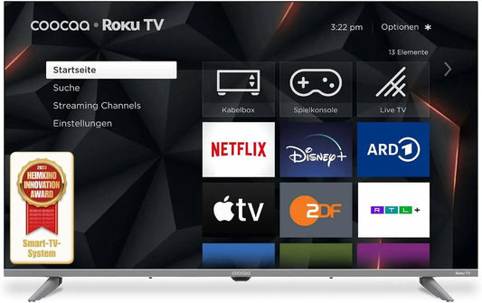 Smart TV, 32 Zoll, Fernseher, coocaa 32R3G, Triple-Tuner DVB-T2, S2, HDMI, USB, WLAN, HDTV, 80 cm, LAN, Netflix, Prime, Disney+