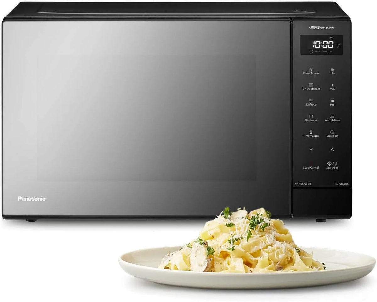 Panasonic NN-ST65QBEPG Mikrowelle, 32 L, Touch-Bedienung, Inverter, Mikrowellenofen, Schwarz, Quick 30 Funktion, 1000 Watt Leistung, Genius Sensor
