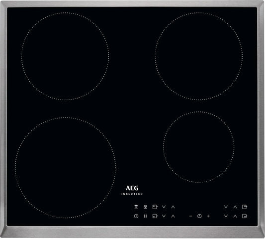 AEG IKB6430AxB Induktionskochfeld, 60cm, Induktionsplatte, Touch-Bedienung, Timer, autark, Edelstahl, 14 Stufen, 4 Zonen mit 4x Power-Funktion für