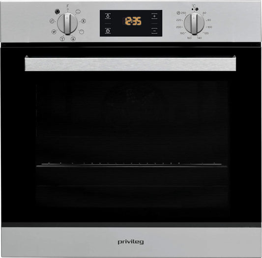 Backofen, 71 L, Energieklasse A, Privileg PBWR6 OH5F, Einbau, Edelstahl, Hydrolyse-Reinigungsfunktion, Turn&Go, Click&Clean