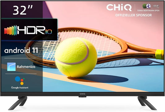 Google L32G7L 720p Smart TV, 32 Zoll, Fernseher, HDR, Triple-Tuner DVB-T2, S2, Dolby Audio, HDMI, USB, WLAN, Bluetooth, Android OS, Schwarz, WiFi