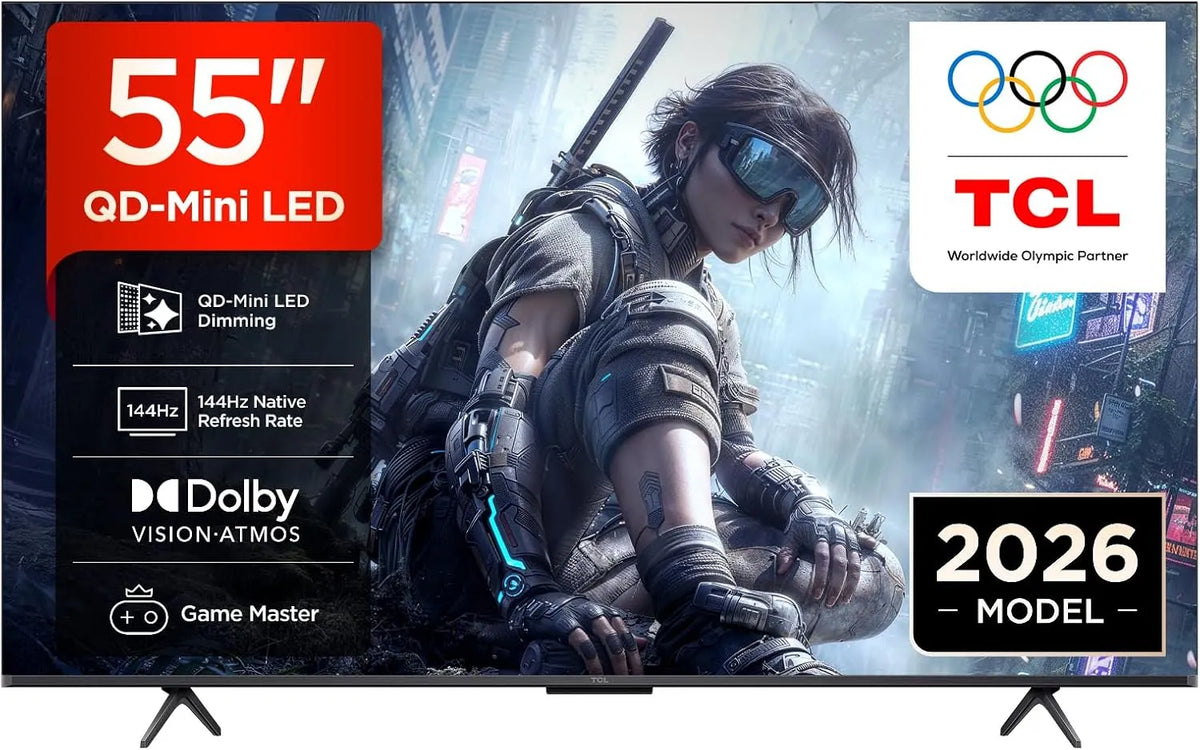 Google 55T8D Smart TV, 55 Zoll, 144 Hz, Fernseher, 4K UHD, TCL 55T8D QD-Mini LED 55 Zoll Fernseher