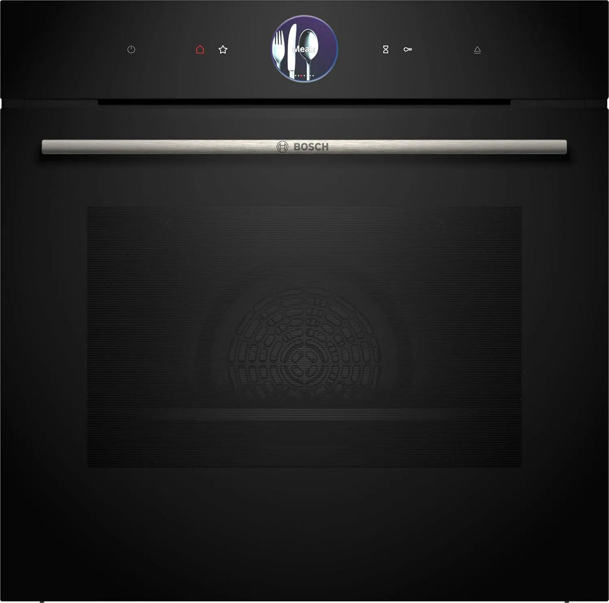 Bosch iQ700 HRG7764B1 Backofen, 60 x 60 cm, Einbau, Touch-Bedienung, Dampf, Schwarz, Farb-Touch-Screen, 4D Heißluft, Pyrolyse & Hydrolyse