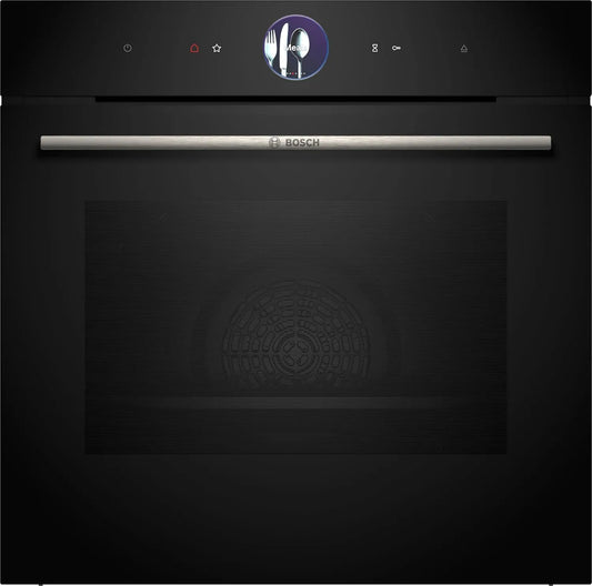 Bosch iQ700 HRG7764B1 Backofen, 60 x 60 cm, Einbau, Touch-Bedienung, Dampf, Schwarz, Farb-Touch-Screen, 4D Heißluft, Pyrolyse & Hydrolyse