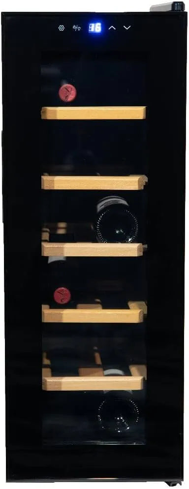 Weinkühlschrank, 12 Flaschen, Weinkühlschrank mit schwarzer Tür - 12 Flaschen