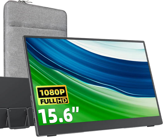 Monitor 1080P PS4, 15.6 Zoll, tragbar, Full HD, HDMI, USB, PC-Bildschirm, VESA montierbar mit Integrierter Ständer