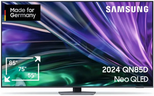 Samsung QN85D Gen2 Smart TV, 85 Zoll, 120 Hz, Fernseher, 4K UHD, QLED, HDR, Dolby Audio, NQ 4K AI Prozessor, Dolby Atmos Sound, 214 cm, AI Upscaling