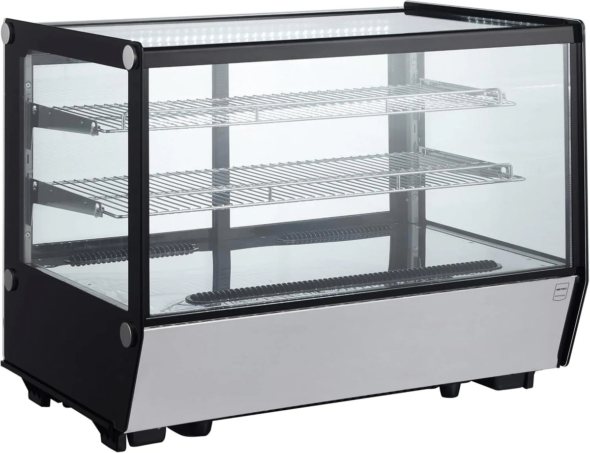 Kühlvitrine, 148 L, METRO GCV1160R, LED-Beleuchtung, Schwarz, 2 verstellbare Regale, Umluftkühlung, Silber