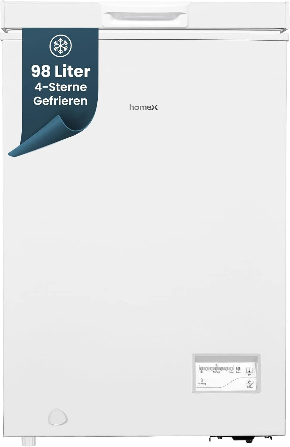 Gefrierschrank, 98 L, homex FT1020-W, Gefrierfach, Tiefkühlschrank, Weiß, homex FT1020-W Gefriertruhe Tiefkühltruhe klein 98L Nutzinhalt weiß