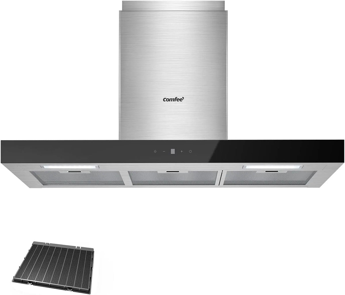 Dunstabzugshaube, 90cm, 650 m3/h, Küchenhaube, COMFEE' 7.9M77A3, Abluft- und Umluftbetrieb, 4 Geschwindigkeiten, Abzugshaube mit 650m3, h Starker