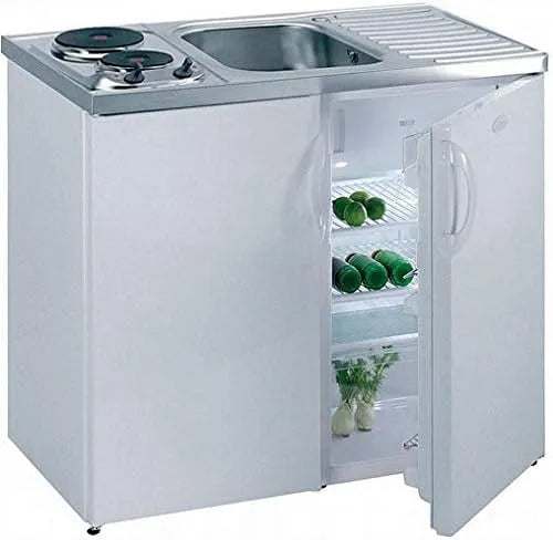 Kühlschrank, 860 x 1000 x 600 mm, Gefrierfach, Weiß, Weiß 731260, Lüllmann Pantryküche Küchenzeile Singleküche mit Kühlschrank und 2 Sterne