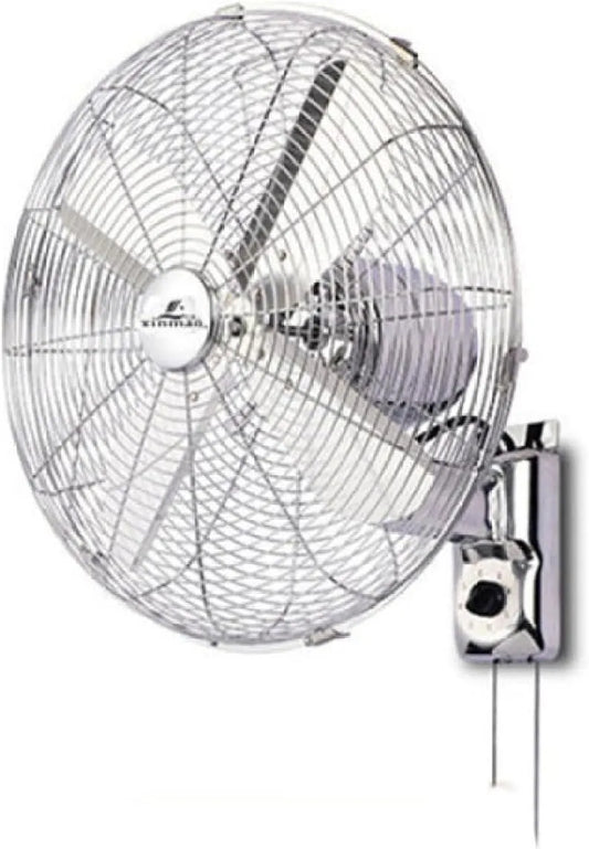 Ventilator 3-Gang-Wandmontage, 30, 5 cm, Metall-Wandventilator im Retro-Stil mit Fernbedienung, oszillierender Ventilator für Industrie, silberfarbene