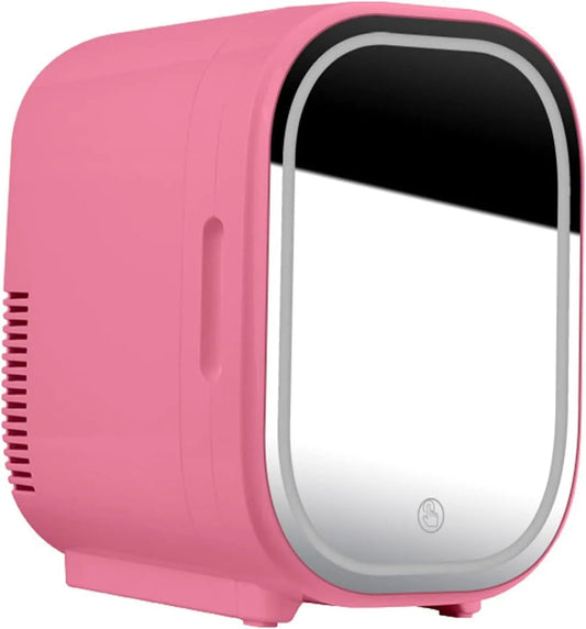 Gefrierschrank, 8 L, tragbar, Gefrierfach, Tiefkühlschrank, Pink, 8L Mini Make-up Kühlschrank Tragbarer Kosmetik Kühlschrank Kompakte Glasplatte Led