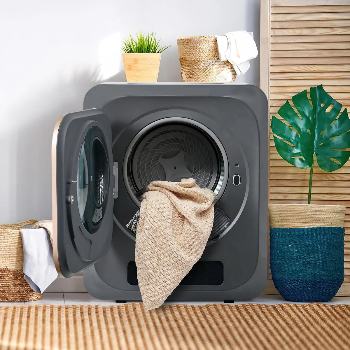 Wäschetrockner, 6 Programme, 3 kg, Edelstahl, 3kg, Mehrfachfiltration, Wandmontage für effizientes Trocknen