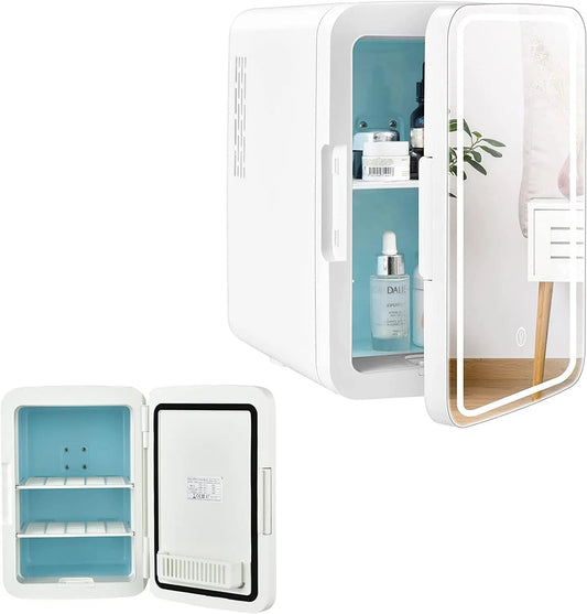 Kühlschrank RELAx4LIFE, 10 L, tragbar, Kosmetika-Kühlschrank für Kühler & Heizen mit 3 Helligkeitsstufen Einstellbarem LED-Licht&Spiegel&Abnehmbaren