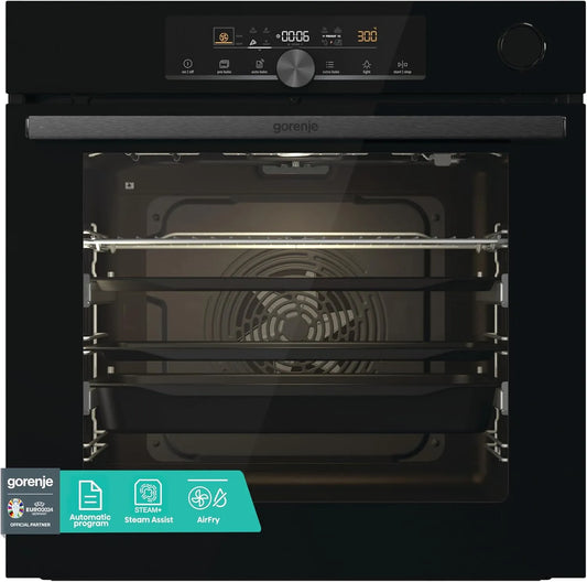 Gorenje A04BG Elektrischer Pizzaofen, 77 L, Einbau, Touch-Bedienung, Schwarz, 77L, PizzaMode 300°C, SteamAssist, Hydro, Heißluft, AutoBake