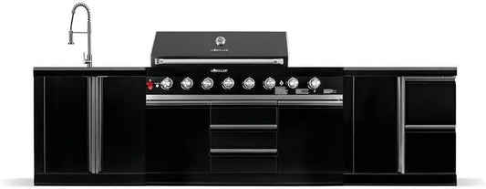 Produkt xxL-Gasgrill mit Waschbecken, GORILLER® BLACKBACK M4 Outdoor-Küche, Extra-Arbeitsfläche und Stauraum, Edelstahl, Schwarz