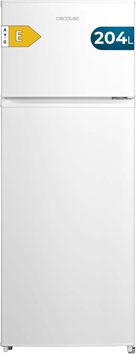 Cecotec Bolero CoolMarket 2D Kühlschrank, 204 L, Energieklasse E, LED-Beleuchtung, Inverter, leise, Weiß, 143 cm Höhe, 55 cm Breite, 204L, Klasse E