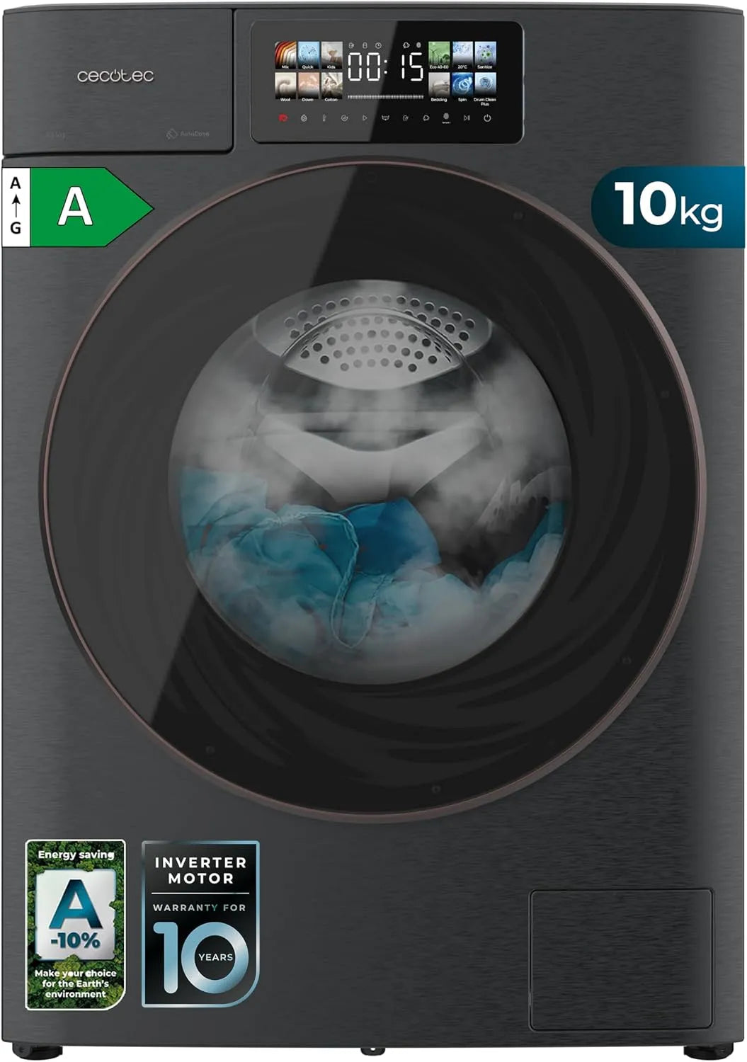 Cecotec Bolero DressCode 10950 Waschmaschine, 3D-Optik, Inverter