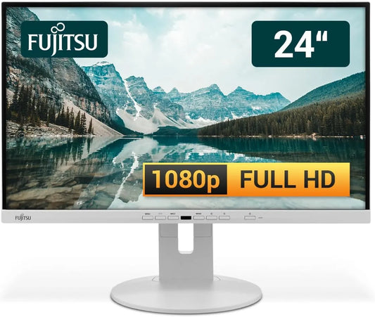 Fujitsu P24-9 Monitor, 24 Zoll, Gaming-Ausstattung, Full HD, HDMI, USB, PC-Bildschirm, VGA, VESA, USB-HUB, Marmorgrau, Generalüberholt