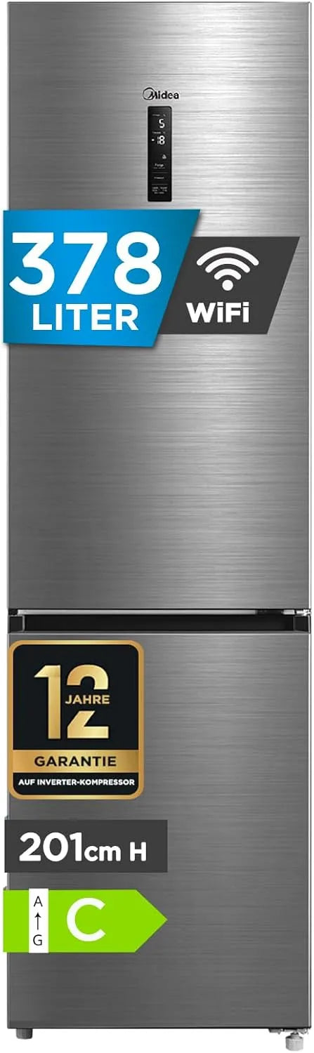 Kühlschrank, 378 L, 38 dB, Midea, No Frost, WLAN, Gefrierfach, NoFrost, 201cm, EEK C, 38dB, WiFi