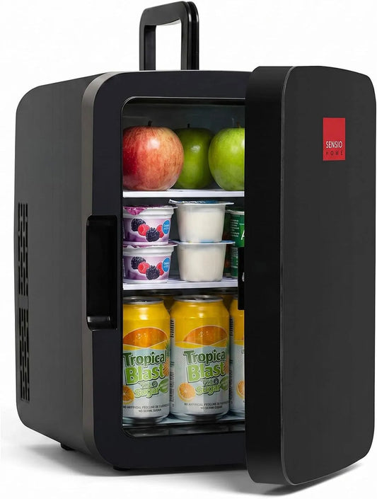Kühlschrank, 10 L, SENSIOHOME 2-in-1, Schwarz, 12 Volt und 230 Volt, AC DC, mit Kühl- und Heizen funktion, Autos, Schlafzimmer, Büros, Zelten