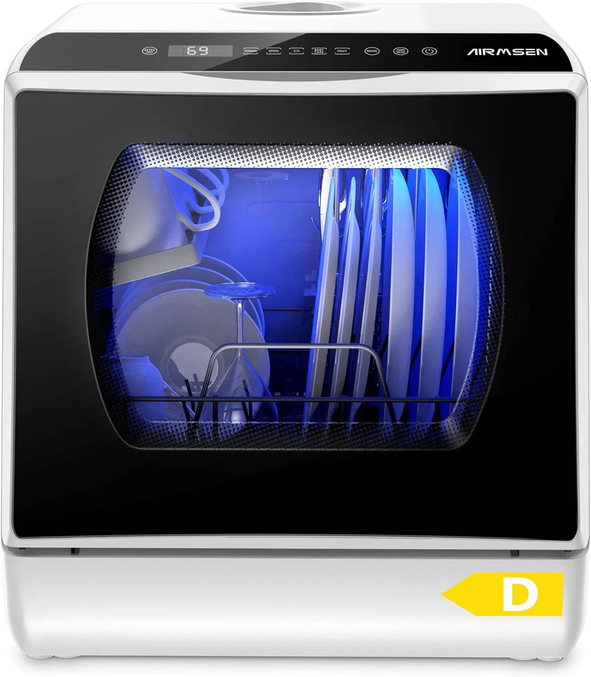 Geschirrspüler, 5 L, 1 Programme, Touch-Bedienung, großer Wassertank, Schwarz, Touch Control & LED-Display, 2 Wege Wasserversorgung, für Hausküchen