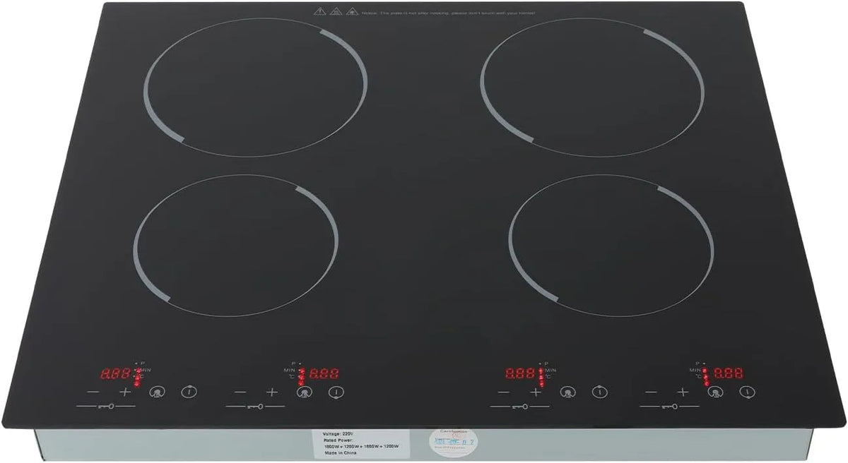 Kochfeld, 59.6 × 51cm, Touch-Bedienung, Schwarz, für Hitzebeständige Töpfe, Kochfeld Schwarz Elektro Keramik Herd Touchscreen-Steuerung 60~250°C 59.6