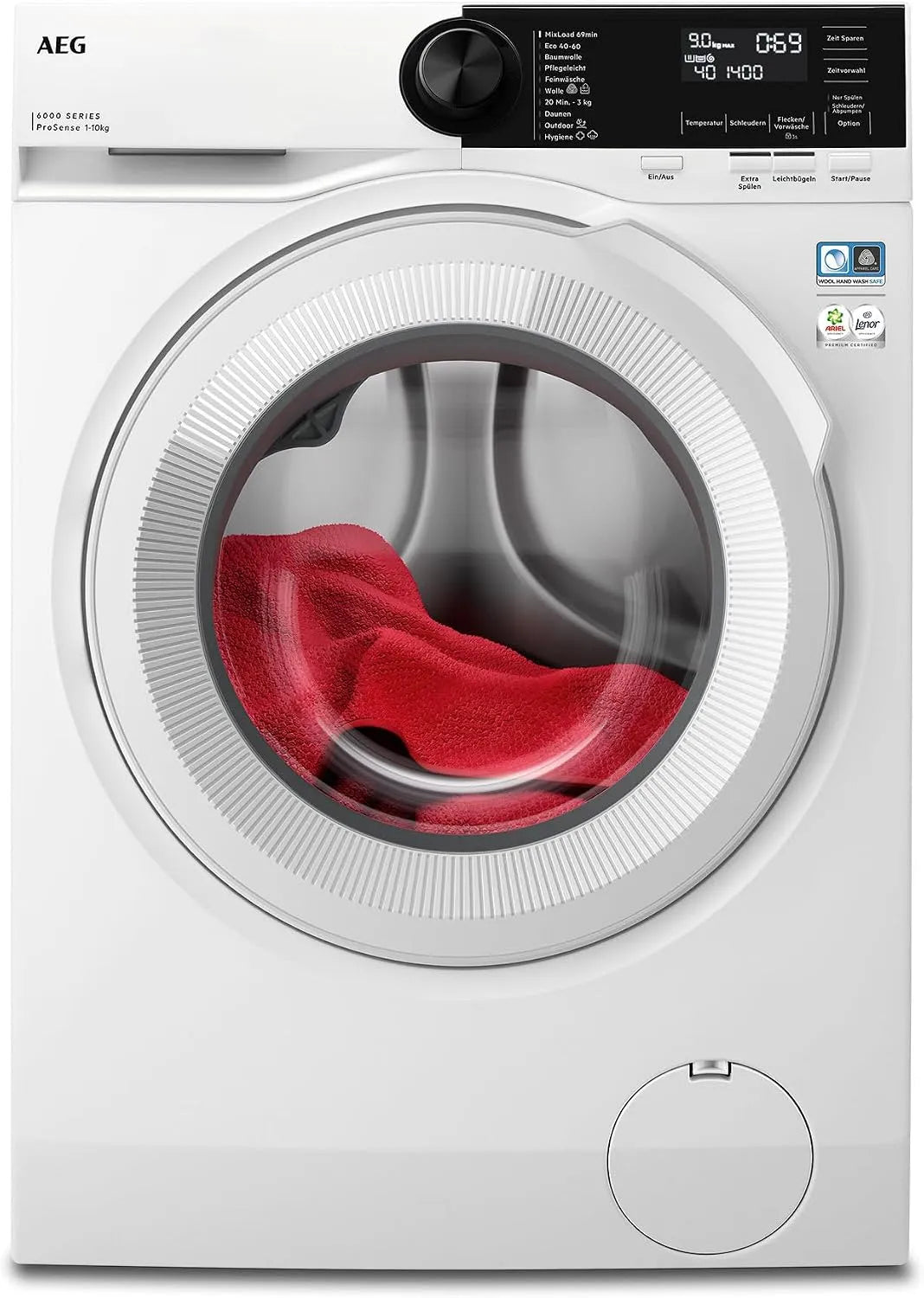 AEG Serie 6000 LR6A65400 Waschmaschine, 10 kg, Kindersicherung, leise, 1400 U/min, Serie 6000 ProSense Mengenautomatik, Nachlegefunktion, Schontrommel