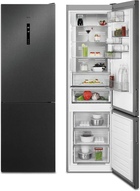 AEG Serie 8000 RCB736D5MB Kühl-Gefrierkombination, 366 L, No Frost, freistehend, Kühlschrank mit Gefrierfach, Schwarz, 2010 mm, Serie 8000 mit Cooling