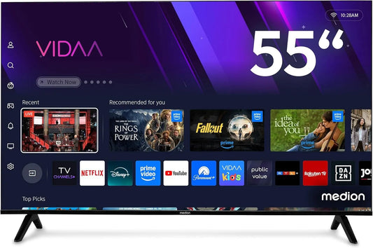 Smart TV, 55 Zoll, Fernseher, QLED, HDR, Dolby Audio, Bluetooth, PVR-Aufnahme, MD 855601, MEDION 138, Dolby Atmos, HBO Max, VIDAA Store, DAZN