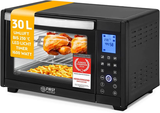 Backofen, 30 L, 1600 W, Timer, Grill, kompakt, Camping, TZS First Austria, 3 Einschubhöhen