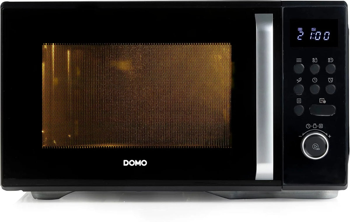 Mikrowelle, 31 L, 1000 W, DOMO DO23101, freistehend, Auftaufunktion, Schwarz, 8 automatische Programme, 5 Leistungsstufen