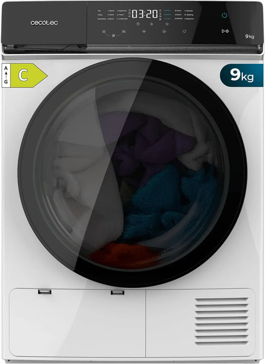 Cecotec Bolero DressCode Dry Wäschetrockner, 15 Programme, 9 kg, Inverter, Weiß, automatische Trocknungsfunktionen, entspricht A+++, einfaches Bügeln