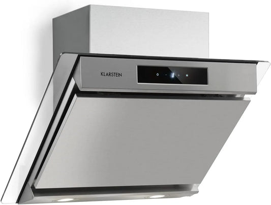 Klarstein Dunstabzugshaube, 60 cm, 604 m3/h, Küchenhaube, kopffrei und schräg, Abluft- und Umluftbetrieb, LED-Beleuchtung, leise, EEK: A, Umluft und