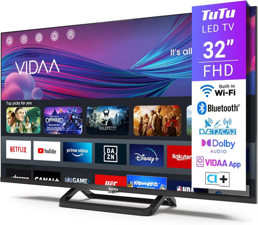 Smart TV, 32 Zoll, Fernseher, TuTu TUV32FN1B, Full HD, 80 cm, Full HD Smart TV Powered by VIDAA