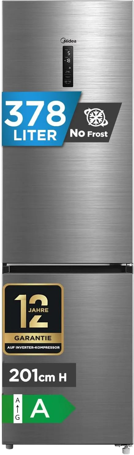 Kühl-Gefrierkombination, 378 L, Midea MDRB521MGA46D, No Frost, Kühlschrank mit Gefrierfach