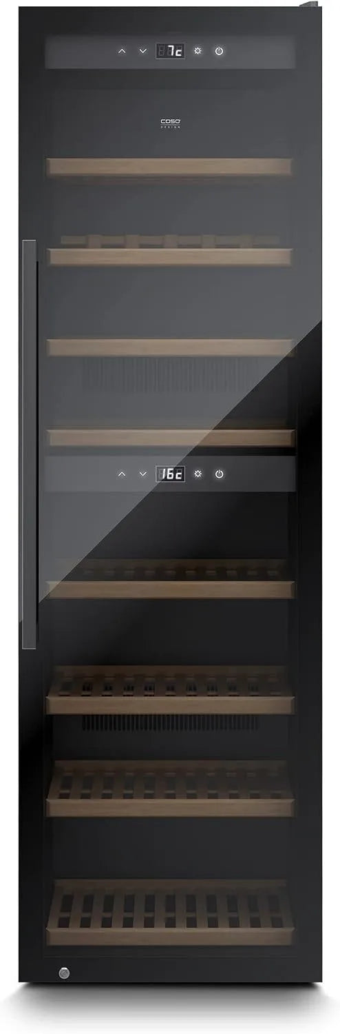 Caso WineExclusive 180 Smart Weinkühlschrank, 180 Flaschen, 5 bis 20 °C, 2 Temperaturzonen, WLAN, App, LED-Beleuchtung
