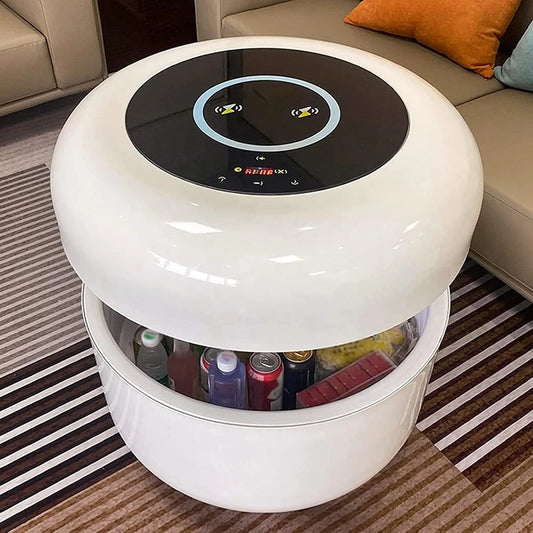 Produkt 30 dB Betrieb, Smart Couchtisch mit Kühlhaus und Temperaturregelung Schublade, kabelloses Laden, ideal zum Beobachten von Sport