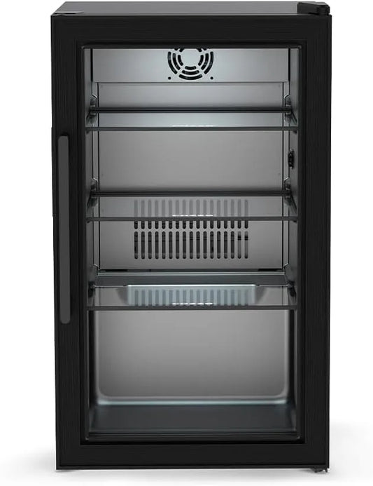 Kühlschrank, 63 L, 3 bis 10 °C, Outdoor, Glas, IP44 Stecker, LED-Innenlicht, Kompressor-Kühlung 3, 10 °C