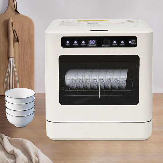Geschirrspüler, Spülmaschine, PP und Legierung, 360 Grad Sprüharmen und 72 Grad Heißwasser aus Langlebigem ABS, Dishwasher mit Vier Reinigungsmodi